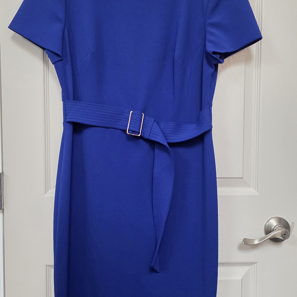 Calvin Klein Royal Blue Midi Dress with Belt